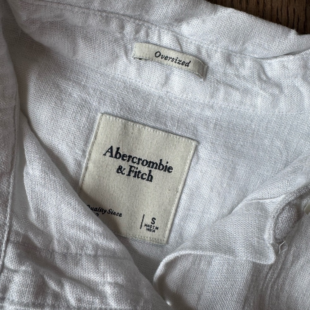 Abercrombie & Fitch Oversized Linen White Button Up Shirt
